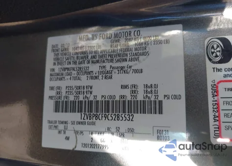 2012 Ford Mustang Gt Premium z USA, uszkodzony, nr VIN 1ZVBP8CF9C5285532